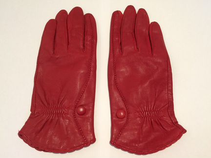 Перчатки кожаные весна, цвет красный