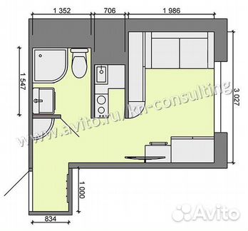 Студия, 12.1 м², 1/9 эт.