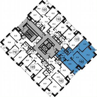 3-к квартира, 84.5 м², 9/17 эт.