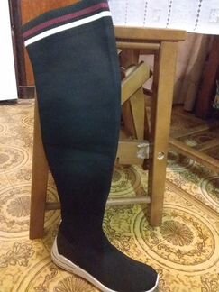 Сапоги высокие, текстиль, стрейч. р.37
