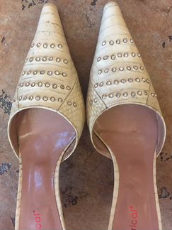 Мюли со стразами из змеиной кожи