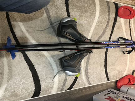 Лыжи детские 150 см + ботинки 38 размер +палки