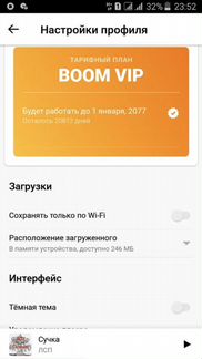 Подписка Boom VIP до 2077 года