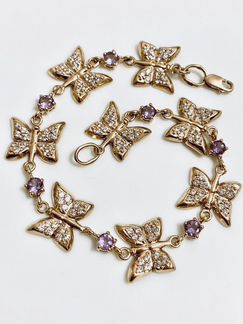 Золотой браслет с фианитами