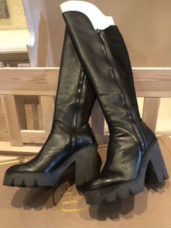 Сапоги ботфорты Ash 39 черные на каблуке