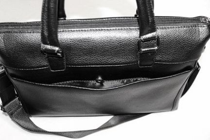 Мужская деловая кожаная сумка black pockets new