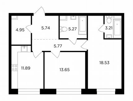 2-к квартира, 69 м², 9/16 эт.