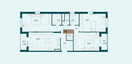 3-к квартира, 100.2 м², 5/14 эт.