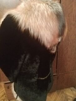 Шуба короткая (нубук, мех лисий), шапка (кожзамени