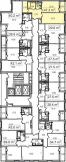 1-к квартира, 47.3 м², 23/25 эт.
