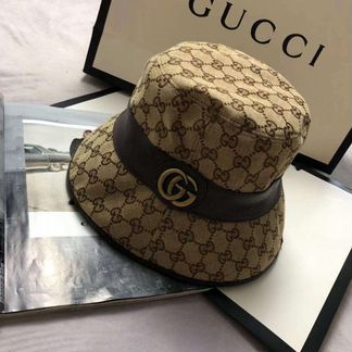 Панама шляпа лого черная коричневая гуччи