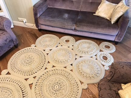 Вязаный ковер Монеты из полиэфирного шнура 5 мм-ко