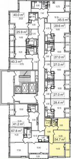 2-к квартира, 54.7 м², 3/25 эт.