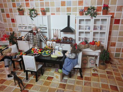 Мебель для кухни кукольного домика 1к12 Стильная