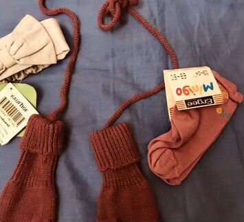 Варежки носки повязка на голову для новорожденного