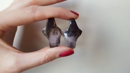 Пейзажный агат. пара кабошонов на серьги. 25,05 к