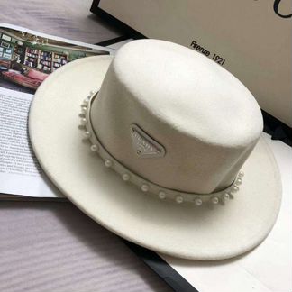 Шляпа prada черная белая коричневая