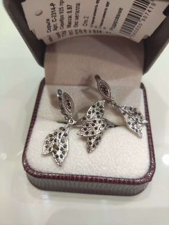 Серебряные серьги и кольцо