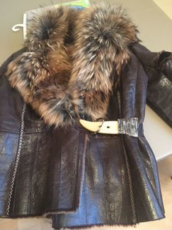 Дубленка с воротником волка