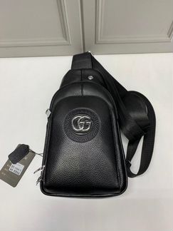 Новая мужская плечевая сумка Gucci чёрная
