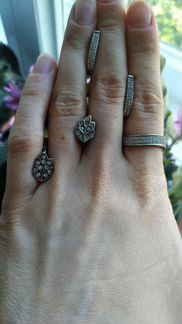 Серебряный комплект серьги и кольцо