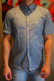 Рубашка Fred Perry синяя клетка короткий рукав