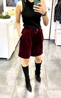 Шорты вельветовые, цвет баклажан, фиолетовый череш
