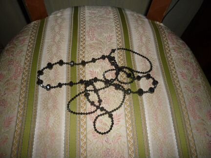 Бусы из чёрного стекла. В два ряда. Изящные