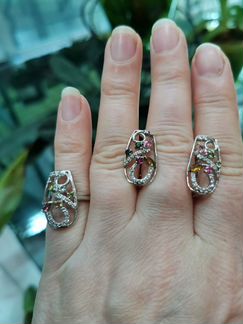 Серебряный комплект с турмалинами