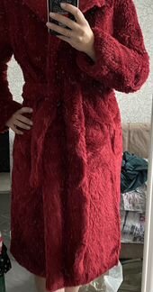 Шуба цвет «бордо» эко вариант из овечей шерсти