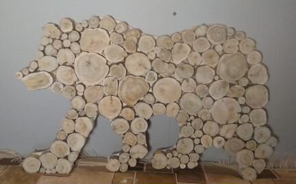 Панно из можжевельника для парной бани сауны мишка