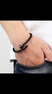 Браслет кожа сталь