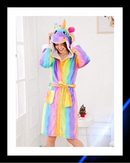 Халат Единорог радужный, халат с единорогом