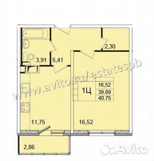 1-к квартира, 39.9 м², 8/12 эт.