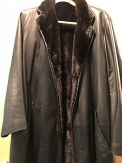 Пальто кожаное с норковым подкладом Brioni