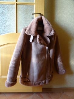 Дубленка stradivarius розовая