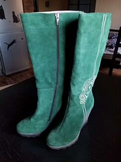 Сапоги зимние новые замш + перчатки