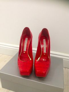 Туфли Gianmarco Lorenzi красные крокодил