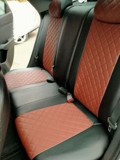 Чехлы Киа Рио 3 седан хетчбек Ромб чёрно шоколад