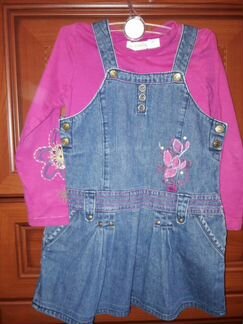 Джинсовый сарафан+кофточка в комплекте на 4-5лет